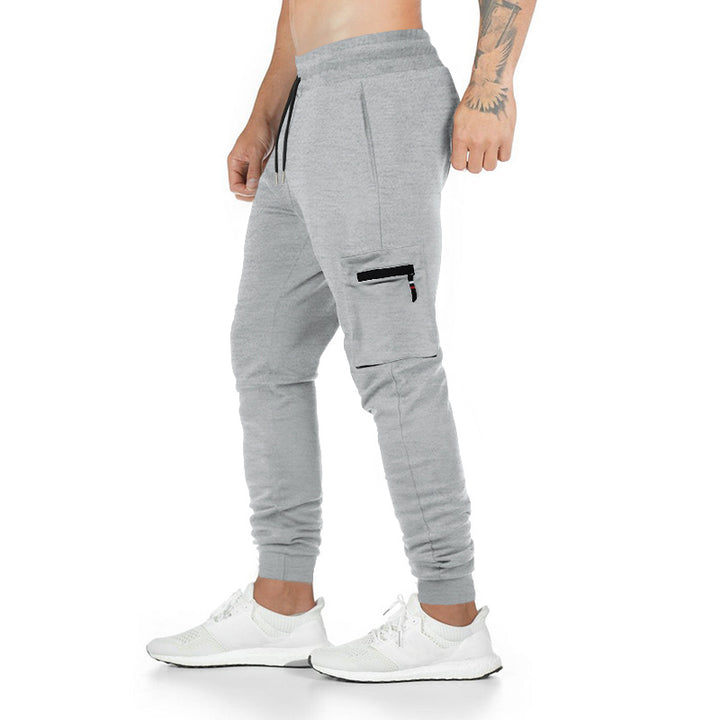 Sporty cargo pants for men with zippered side pockets and elastic waistband Lune London