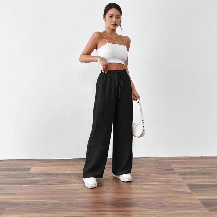 Loose linen pants for women with elastic waist and side pockets Lune London