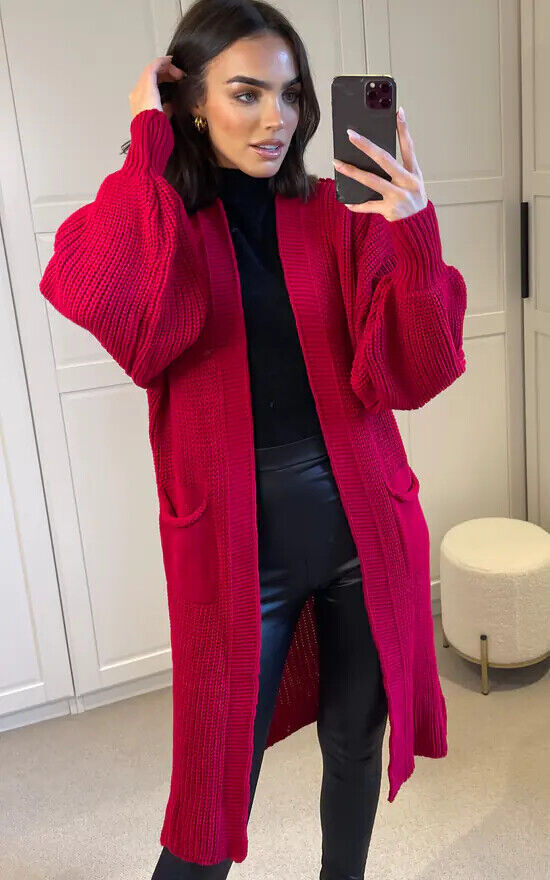 Ladies Long Sweater Coat with Large Pockets Lune London