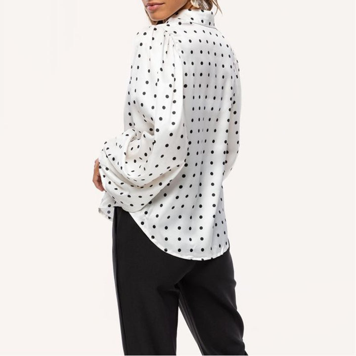 Balloon sleeve polka dot blouse for women Lune London