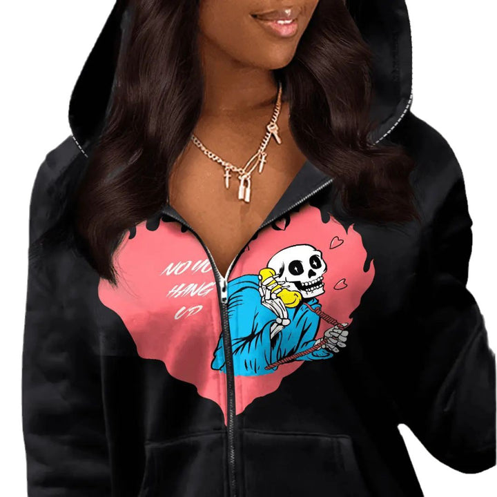 Women's hoodie with creative graphic print and kangaroo pockets Lune London