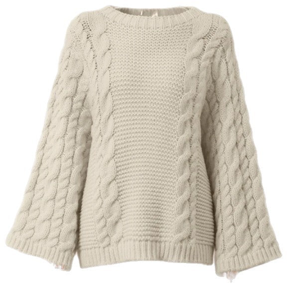 Oversized chunky knit sweater for women with an artistic braided pattern Lune London
