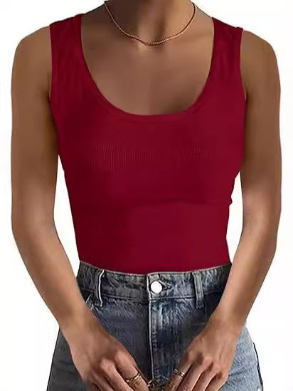 Women's figure-hugging top with wide straps and ribbed design Lune London