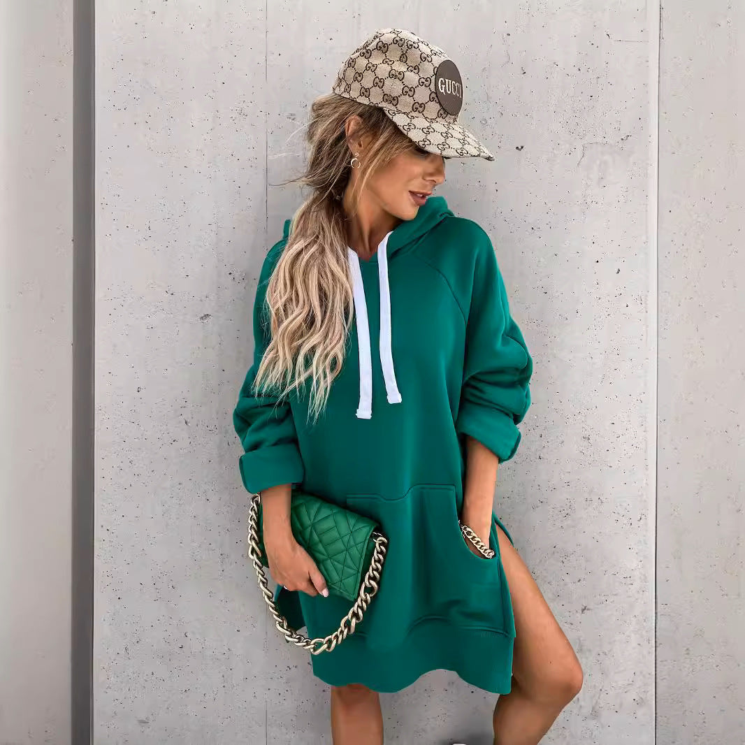 Robe hoodie pour femme avec capuche et fentes latérales Chic & Stil