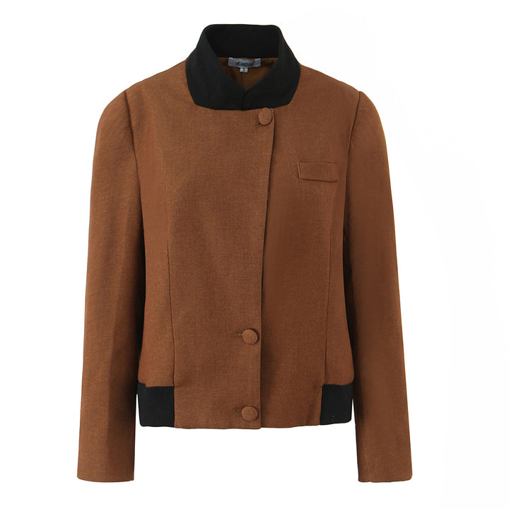 Fashionable short women's jacket with elegant button placket and contrasting collar Lune London