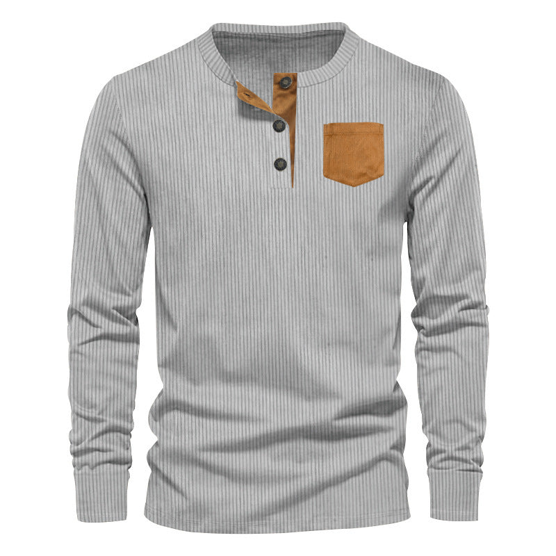 Men's long sleeve shirt with ribbed structure and comfortable high collar Lune London