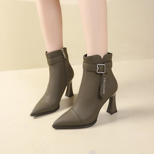 Ladies elegant ankle boots with high heels and trendy strap Lune London