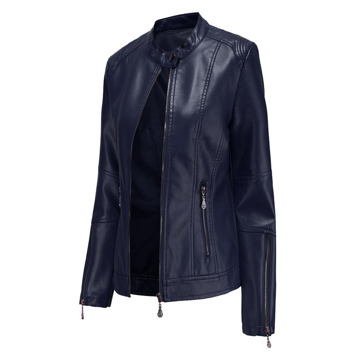 Trendy faux leather jacket for women with minimalist accents Lune London
