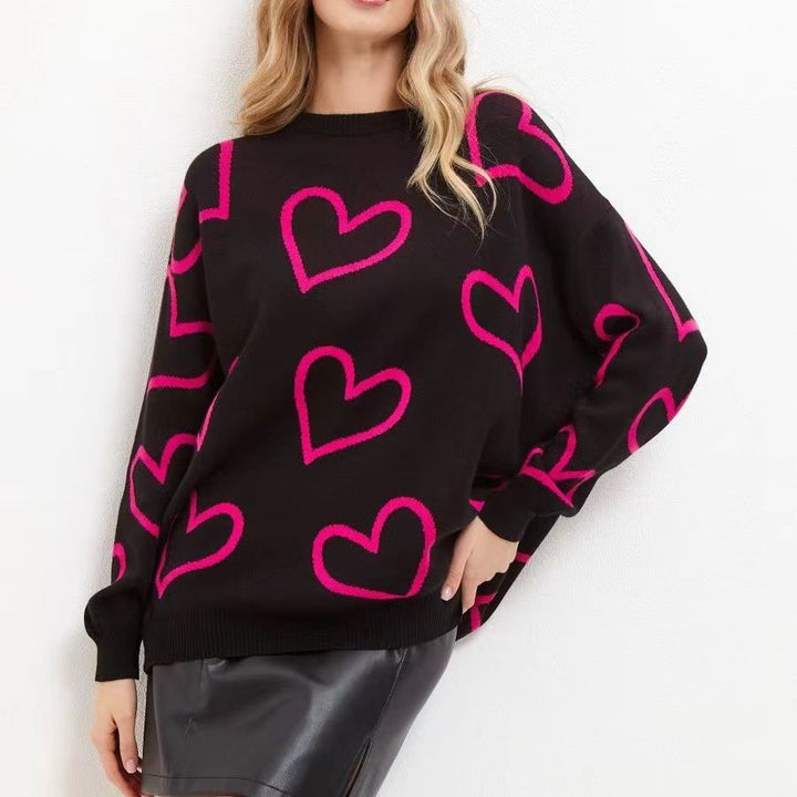 Oversized sweater for women with heart pattern and relaxed fit Lune London