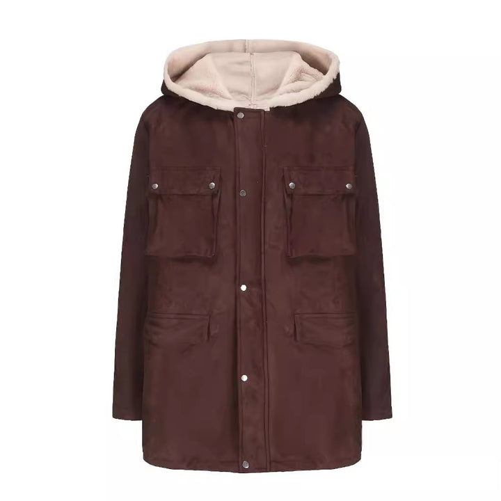 Utility jacket for women with warm teddy lining and practical zip pockets Lune London