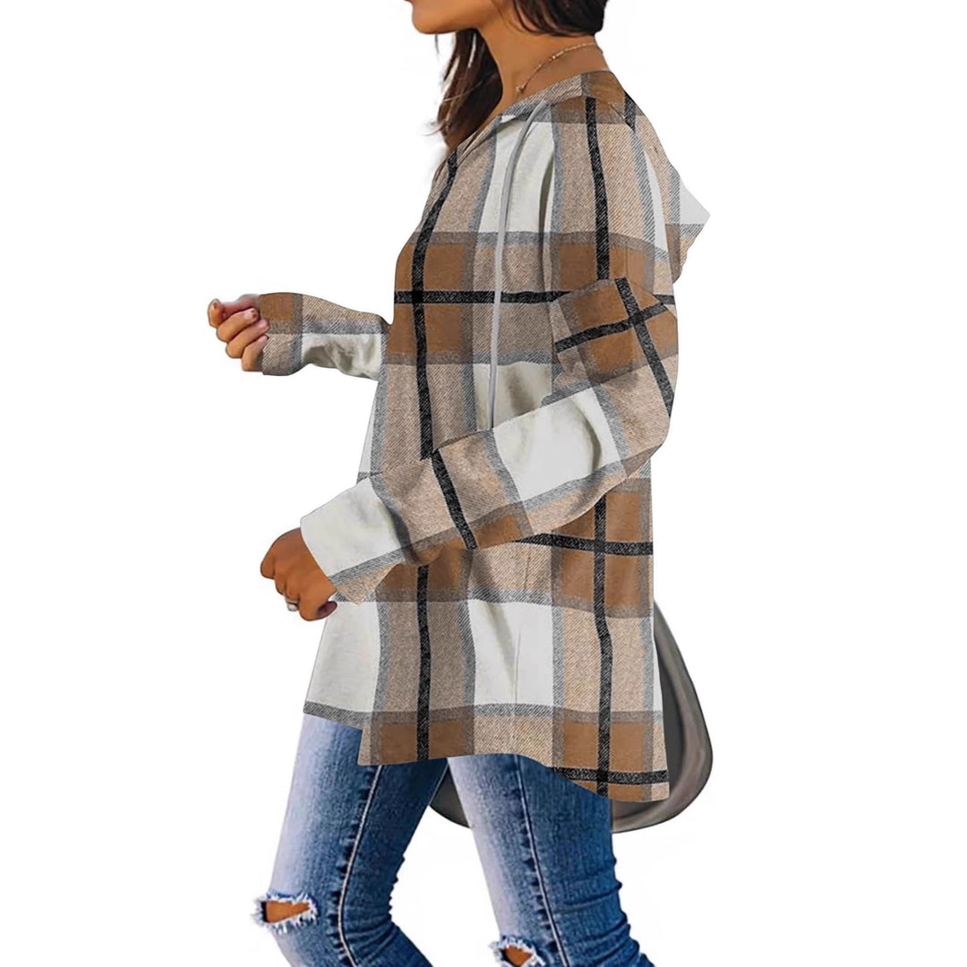Women’s hoodie with checkered design and V-neck Lune London