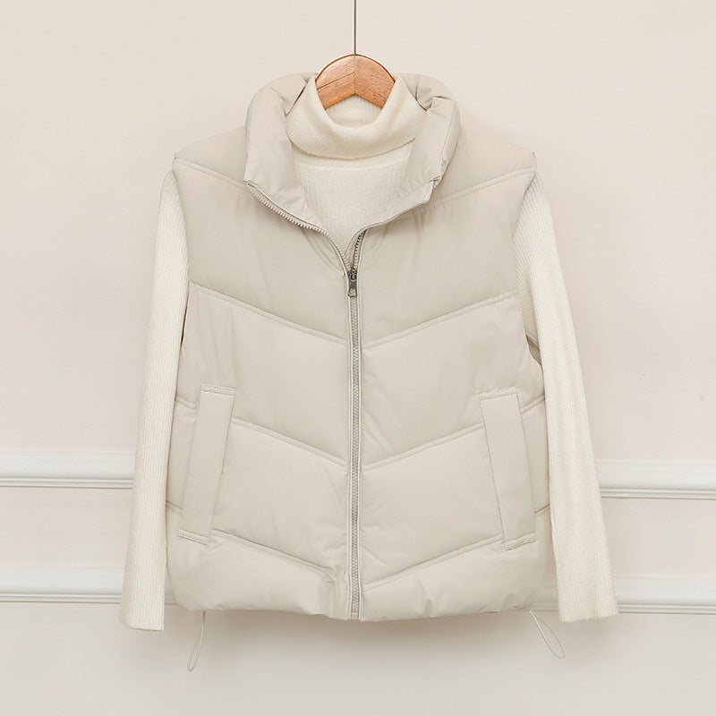 Ladies padded gilet with high collar and practical front pockets Lune London