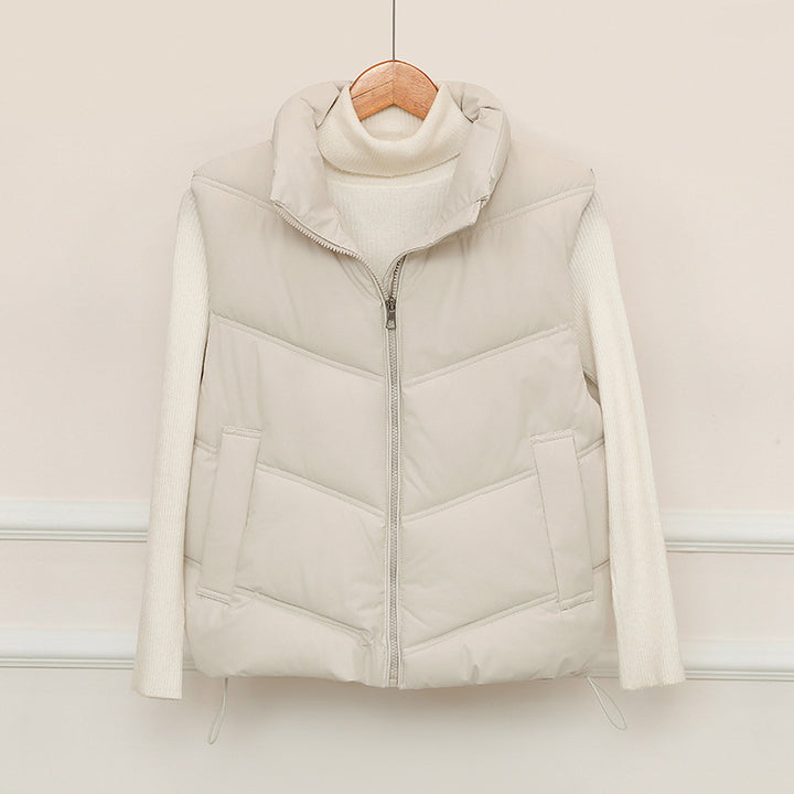 Ladies padded gilet with high collar and practical front pockets Lune London