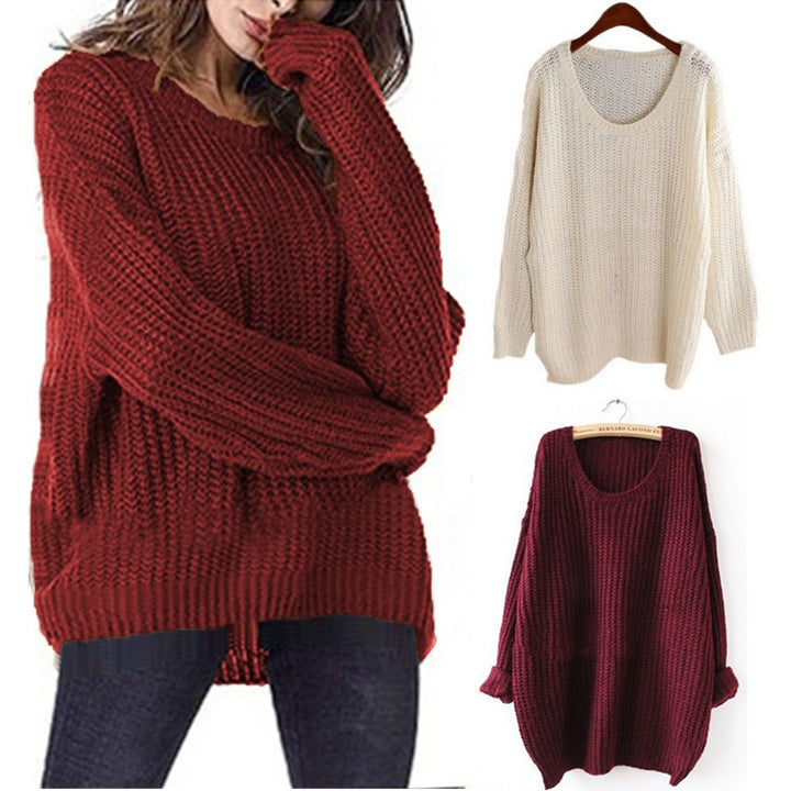 Oversized knit sweater for women with a loose fit and round neckline Lune London