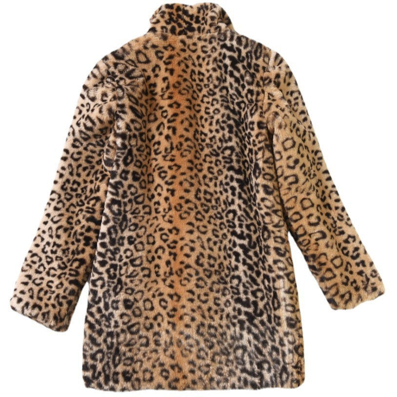 Ladies Cozy Chic Leopard Fur Jacket