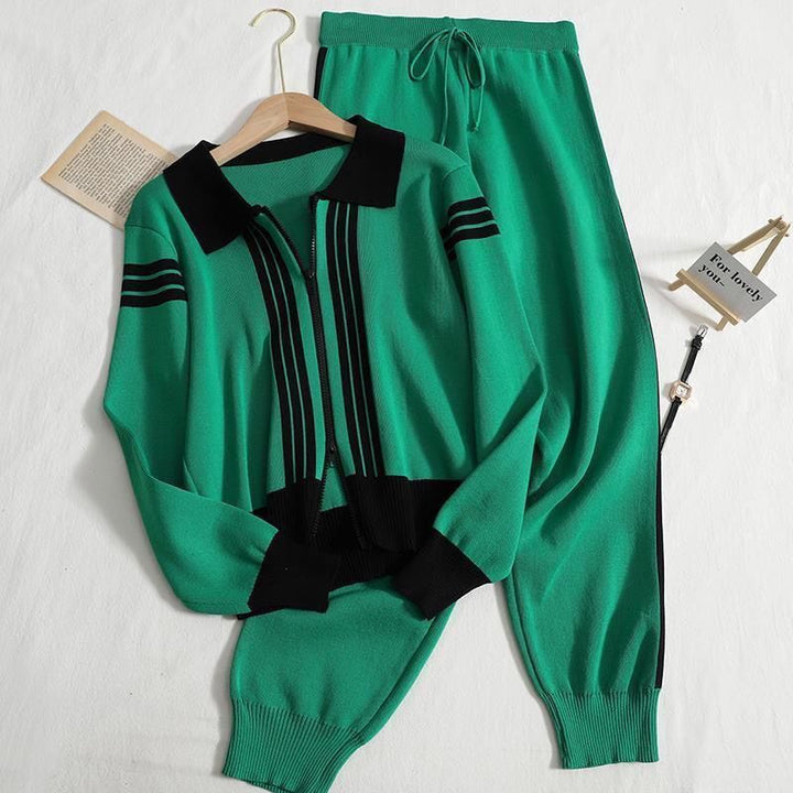 Women's knit zip lounge set with sporty details Lune London