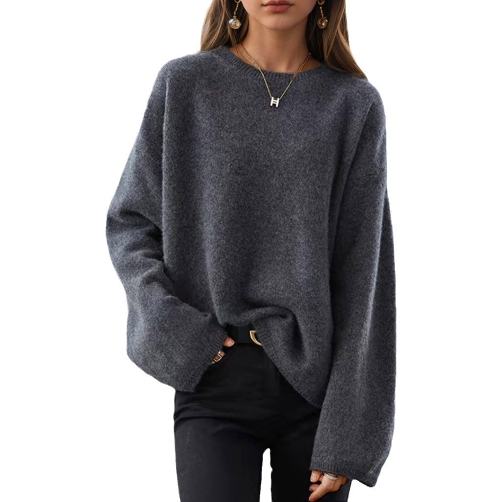 Ladies Comfortable Knit Sweater with Loose Fit and Wide Sleeves Lune London