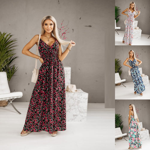 Floral maxi dress for women with adjustable straps Lune London