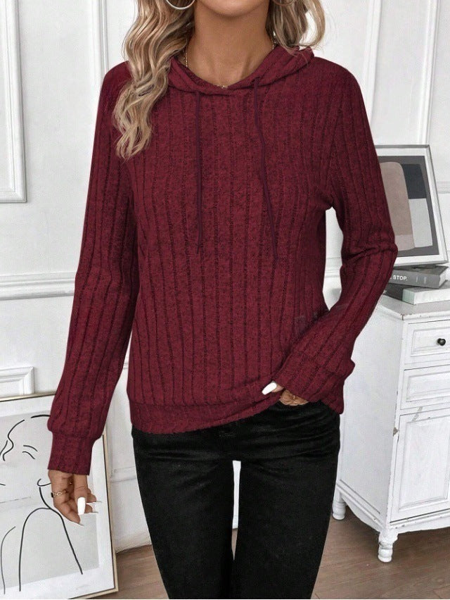 Ladies ribbed design fleece hoodie Lune London