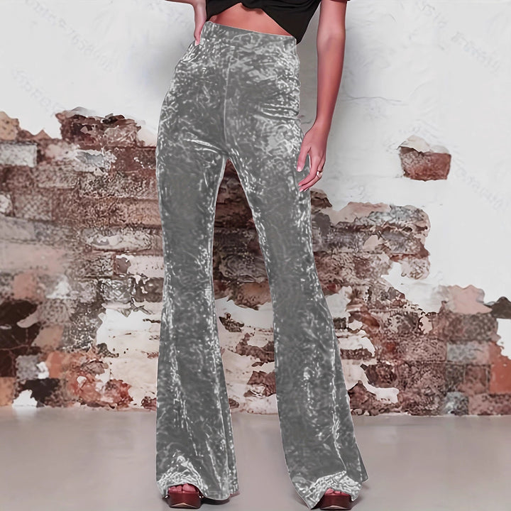 Women's flared trousers in luxurious velvet with high waist Lune London
