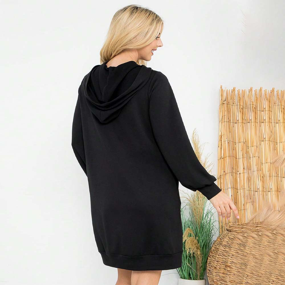 Robe de hoodie pour femmes avec des manches ballon élégantes et une poche kangourou pratique Chic & Stil