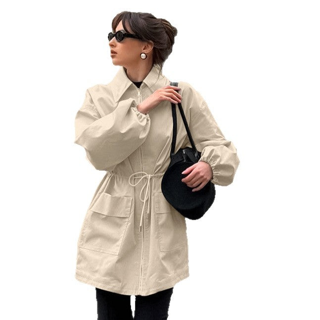 Transitional jacket for women with drawstring waist and oversized sleeves Lune London