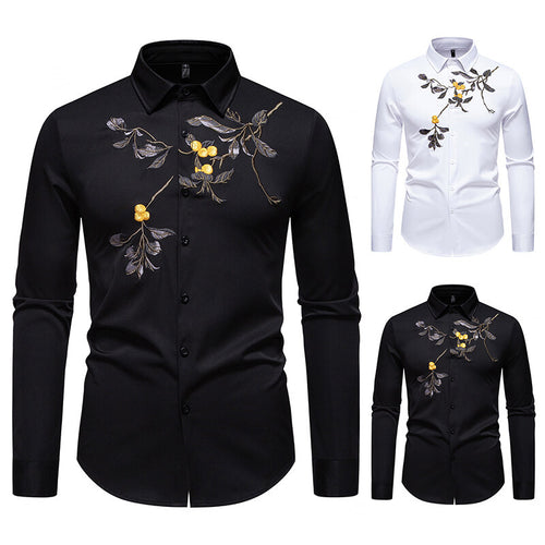 Elegant Embroidered Long Sleeve Shirt for Men Chic und Stil