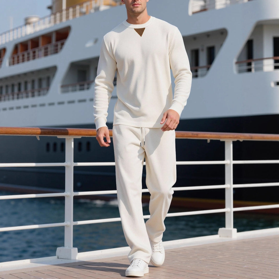 Men's long sleeve casual set with textured fabric and stylish accents Lune London