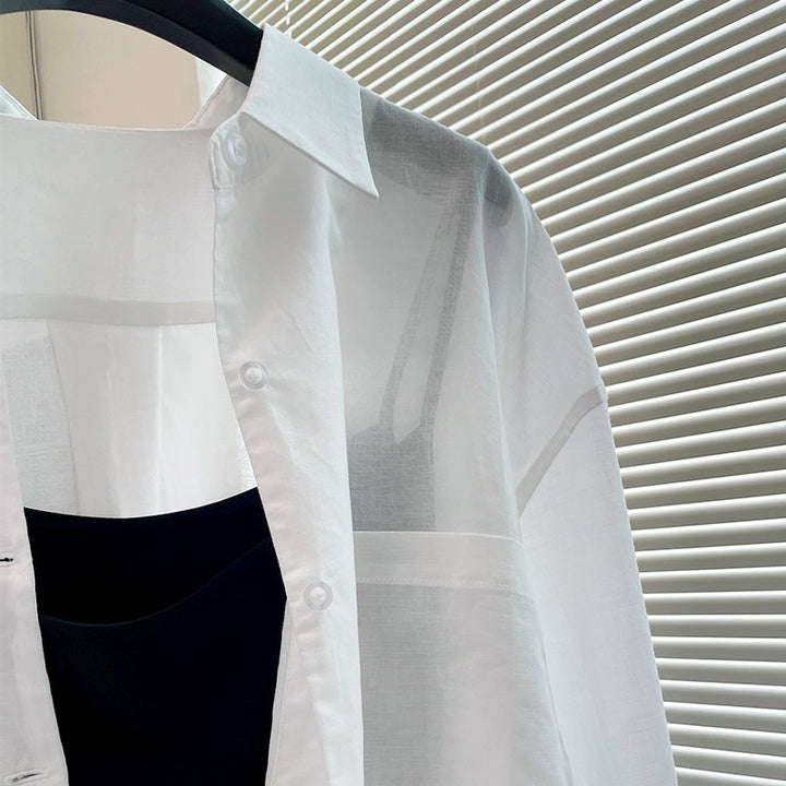 Chemisier léger et aérien pour femmes avec de longues manches et poche poitrine pratique Chic & Stil