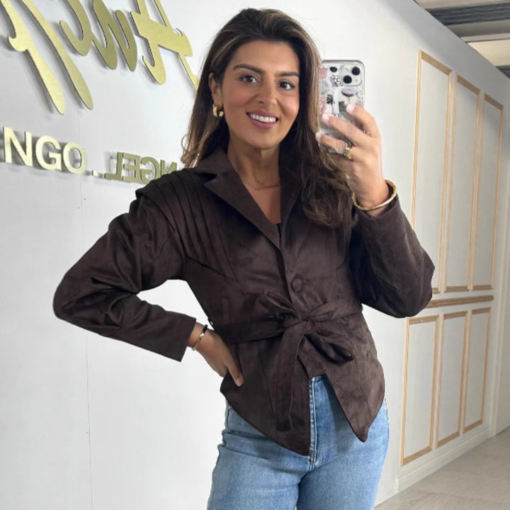 Ladies elegant and stylish blazer with waist belt Lune London