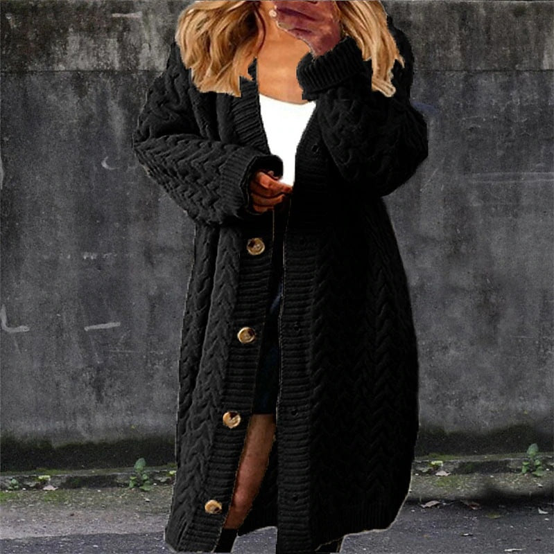 Cardigan femme en tricot épais avec design en cable texturé et poches pratiques Chic & Stil