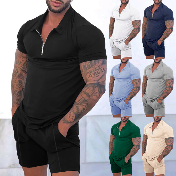 Men's short sleeve sports t-shirt with zipper Lune London