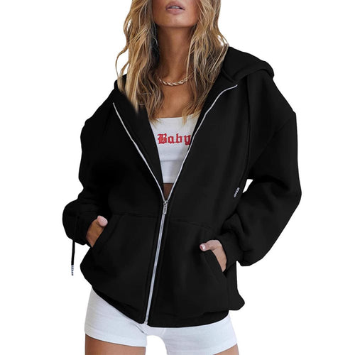 Oversized hooded jacket for women with practical pockets and zipper Lune London