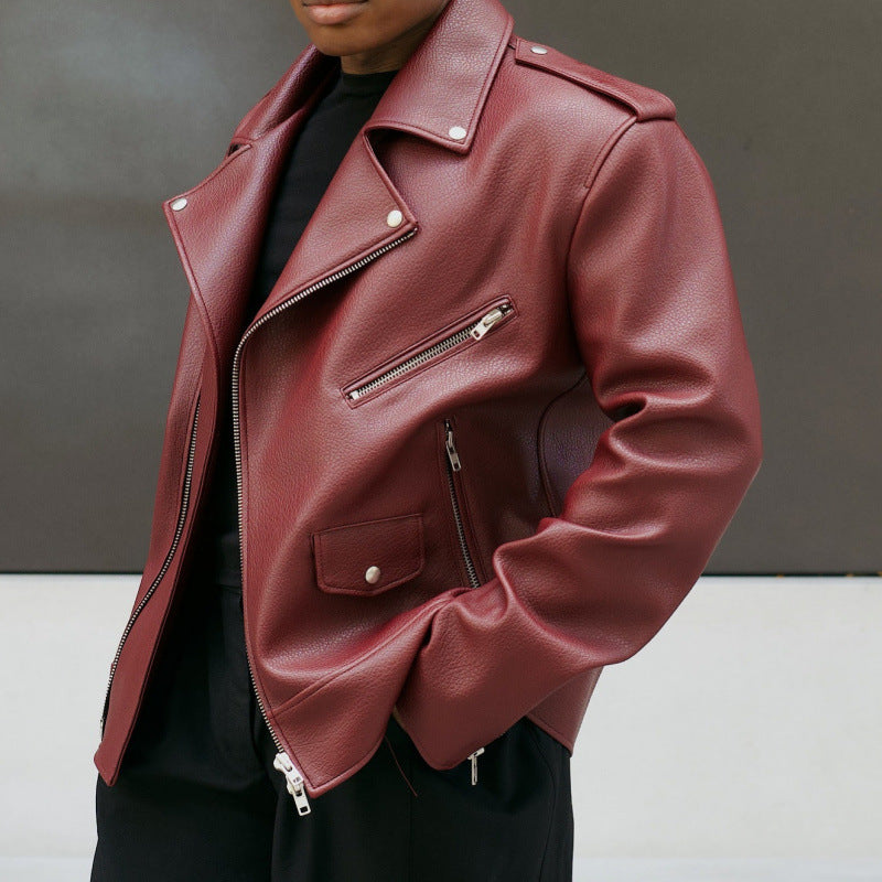 Women's leather motorcycle jacket with asymmetrical zipper Lune London