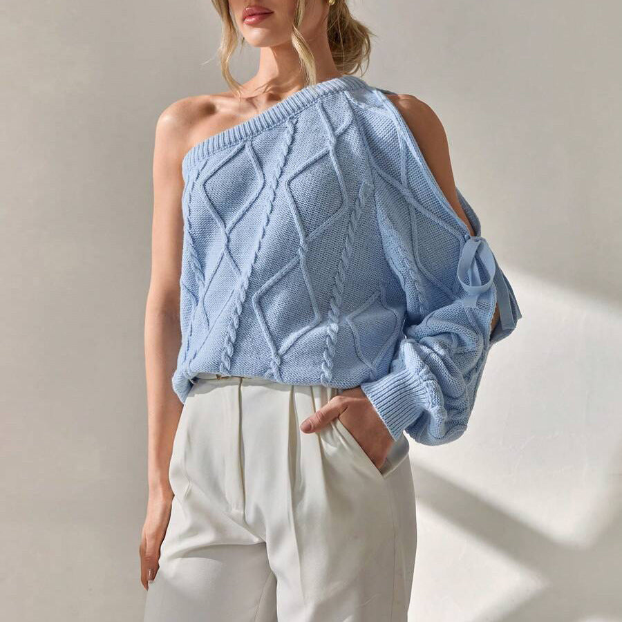 Knit sweater for women with asymmetrical cut-out details and an elegant ribbed design Lune London