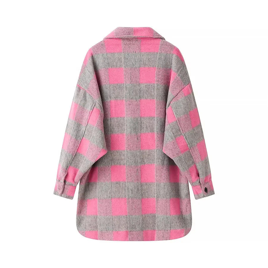 Veste en flanelle surdimensionnée pour femme à motif à carreaux Chic & Stil
