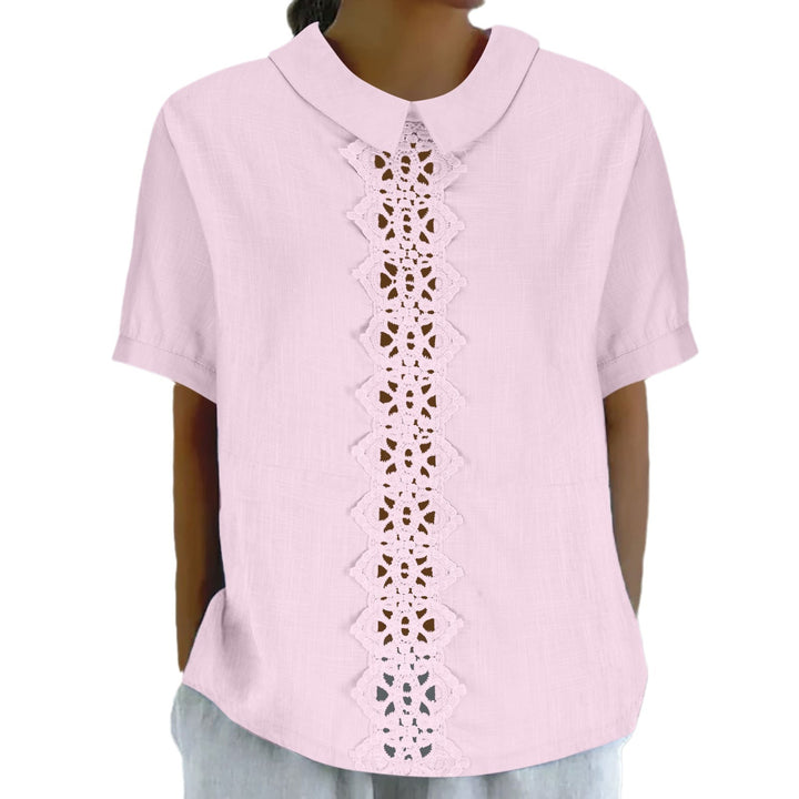 Short sleeve blouse for women with lace insert Lune London