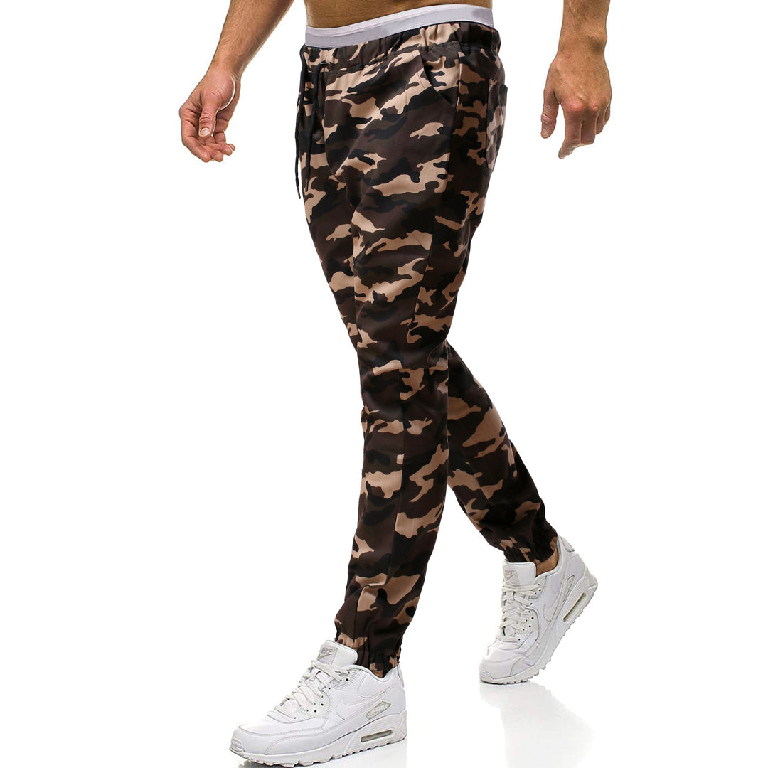 Men's cargo pants with a stylish camouflage design and an elastic waistband Lune London