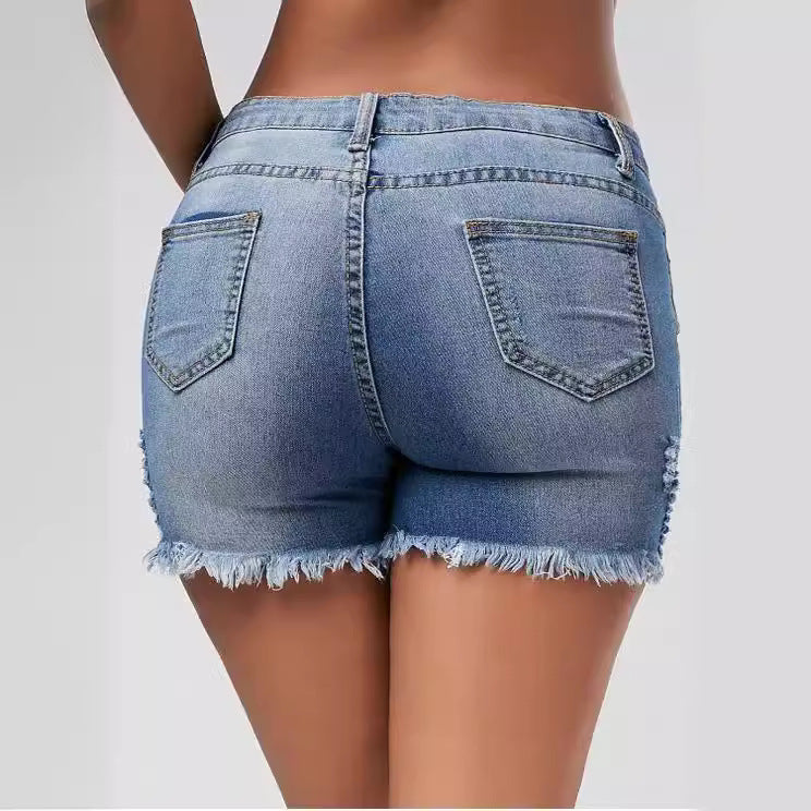 Women Destroyed Denim Shorts Lune London
