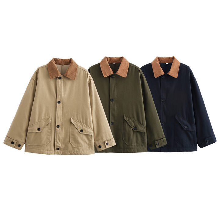 Casual utility jacket for women with corduroy collar and large pockets Lune London