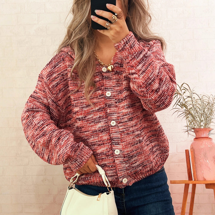Femme cardigan ludique avec motif tricot coloré Chic & Stil