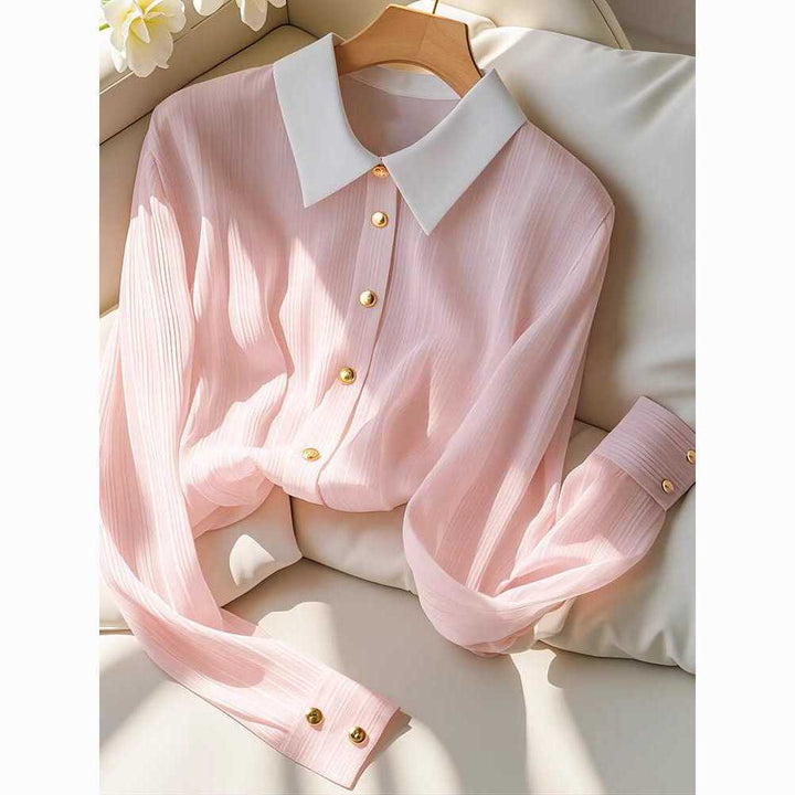 Blouse pour femmes avec tissu texturé et col contrastant Chic & Stil