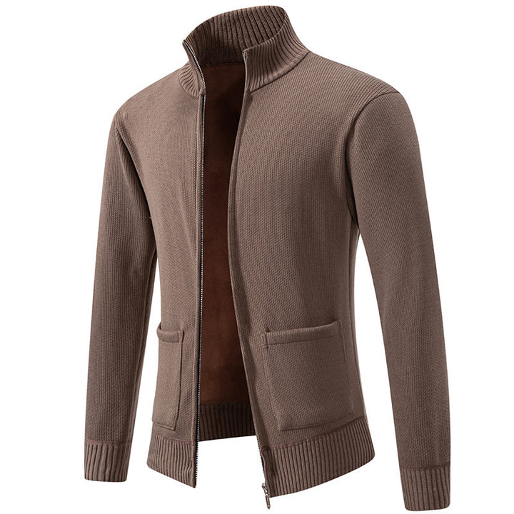 Casual knit jacket for men with high collar and practical pockets Lune London