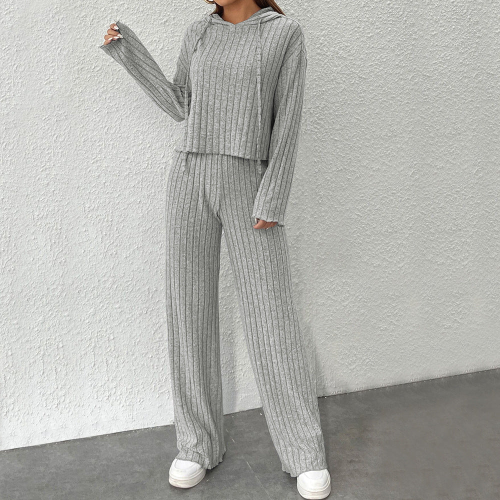 Ensemble tricot décontracté pour femmes avec hoodie casual et jambes larges Chic & Stil