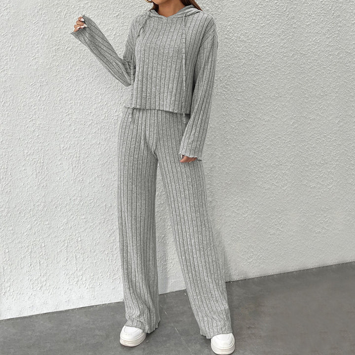 Ensemble tricot décontracté pour femmes avec hoodie casual et jambes larges Chic & Stil