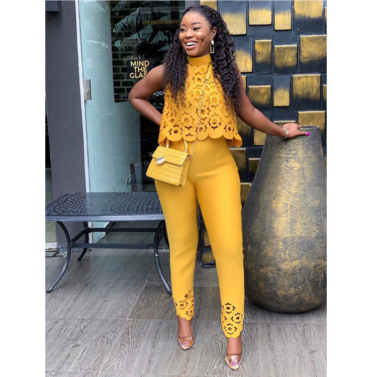 Women’s jumpsuit with lace top and fitted pants Lune London