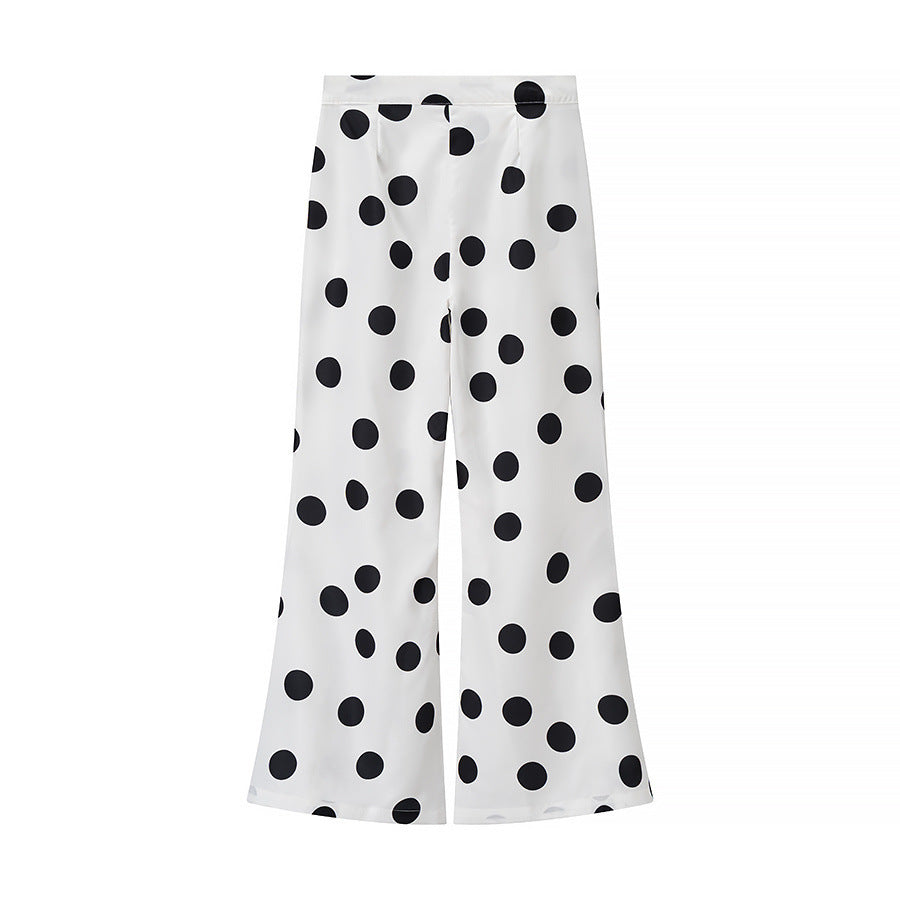 Pantalon large pour femme avec motif de pois amusant Chic & Stil