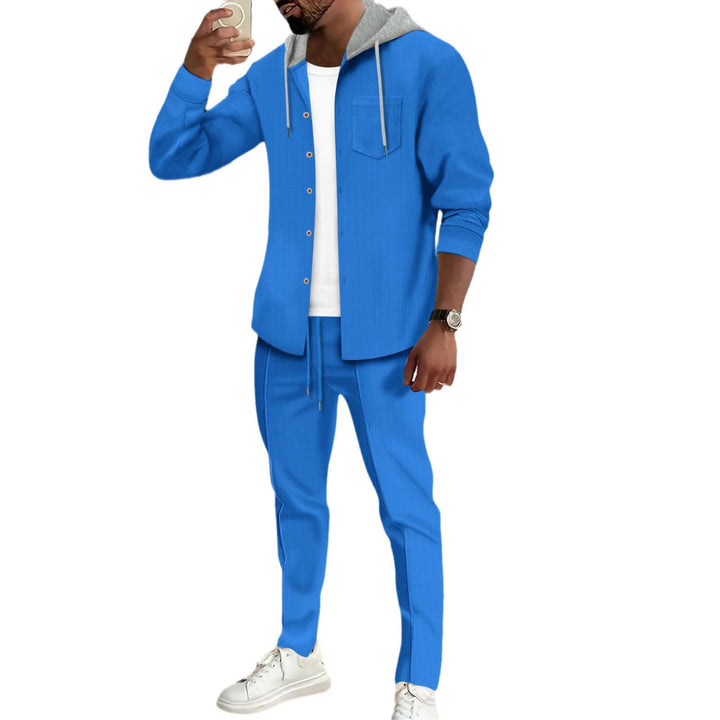 Leisure suit for men with button-up top and casual hood Lune London