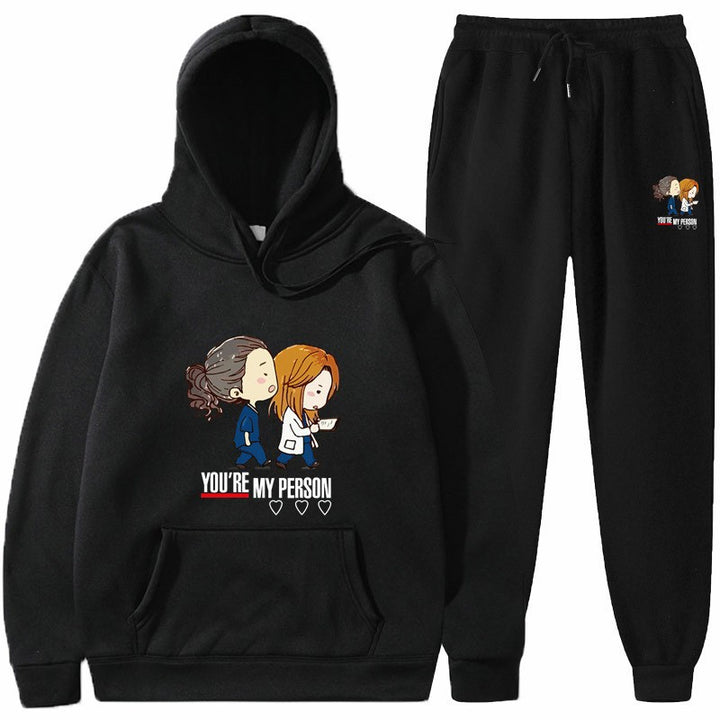 Women's Hoodie and Jogging Pants Set with Original Cartoon Design Chic & Stil