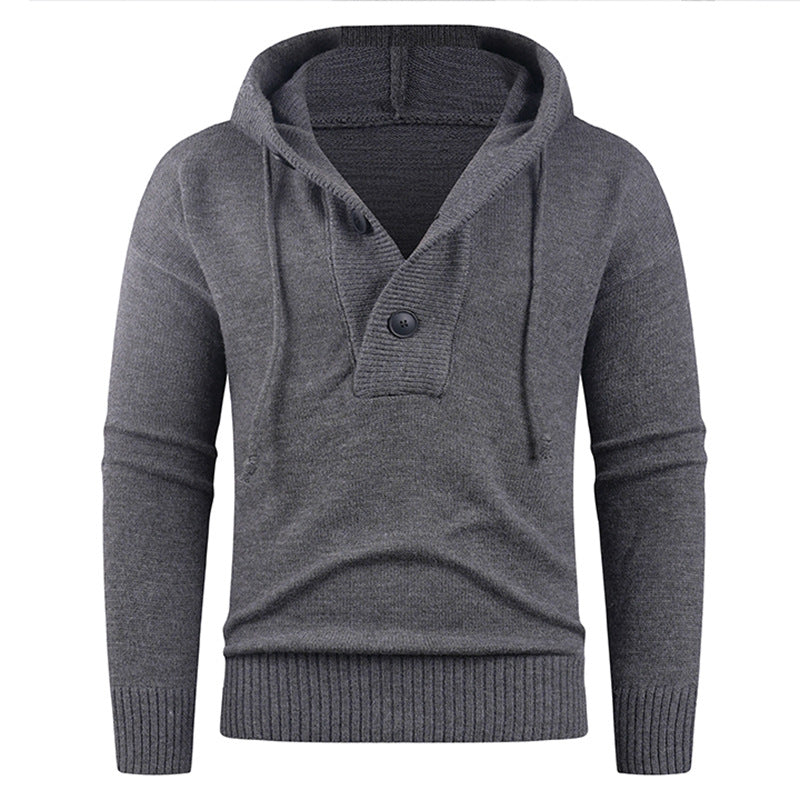 Trendy men's sweater with high collar and functional buttons Lune London